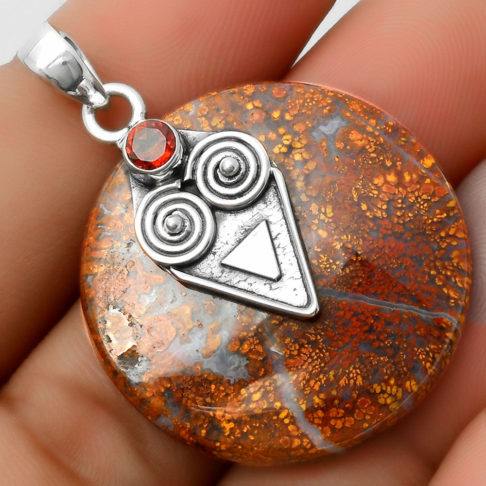 Natural Red Moss Agate & Garnet Pendant P-1247 SDP113634