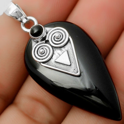 Natural Black Onyx - Brazil Pendant P-1247 SDP113651