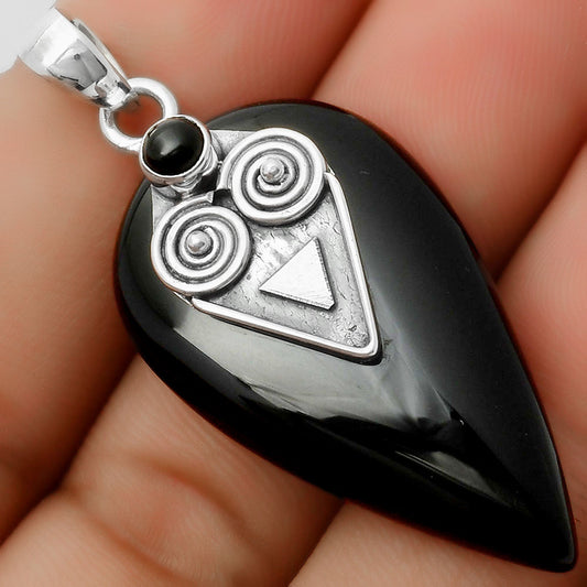 Natural Black Onyx - Brazil Pendant P-1247 SDP113651