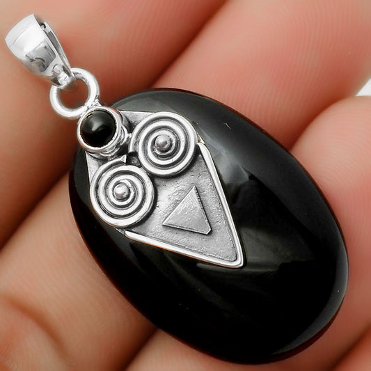 Natural Black Onyx - Brazil Pendant P-1247 SDP113666