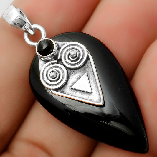 Natural Black Onyx - Brazil Pendant P-1247 SDP113667