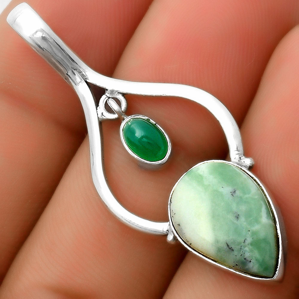 Dendritic Chrysoprase - Africa & Green Onyx Pendant P-1648 SDP113672