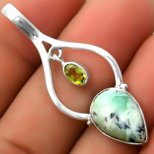 Dendritic Chrysoprase - Africa & Peridot Pendant P-1648 SDP113683