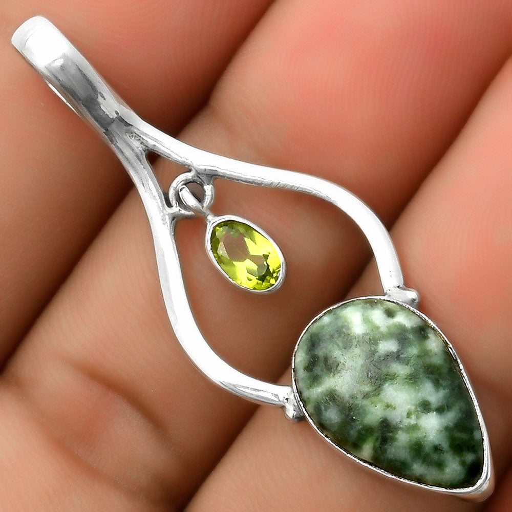 Natural Dioptase & Peridot Pendant P-1648 SDP113686