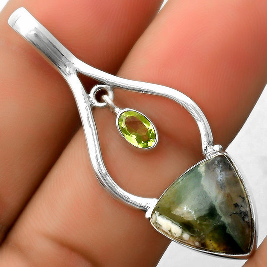Dendritic Chrysoprase - Africa & Peridot Pendant P-1648 SDP113694