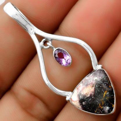 Indian Blanket Jasper & Amethyst Pendant P-1648 SDP113698