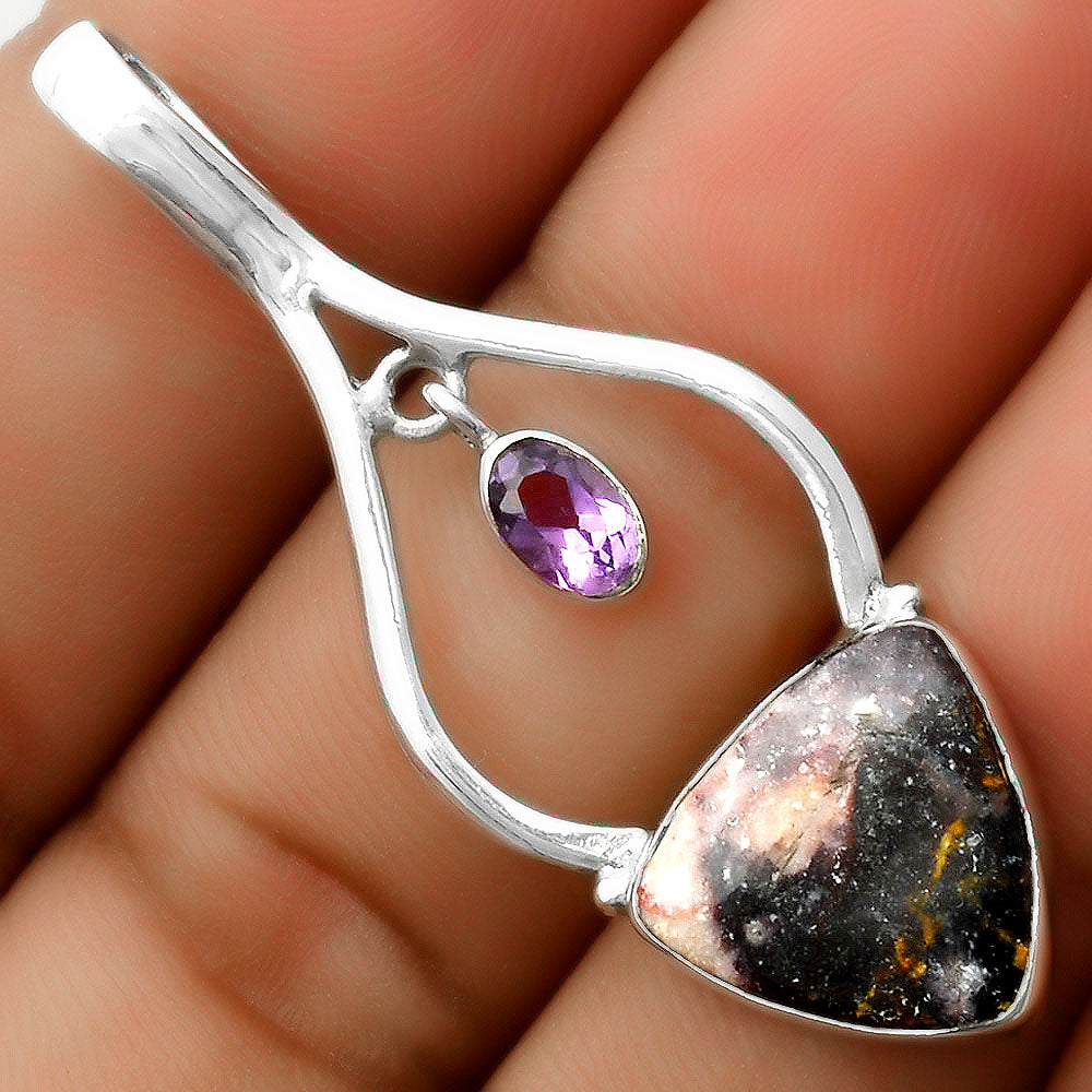 Indian Blanket Jasper & Amethyst Pendant P-1648 SDP113698