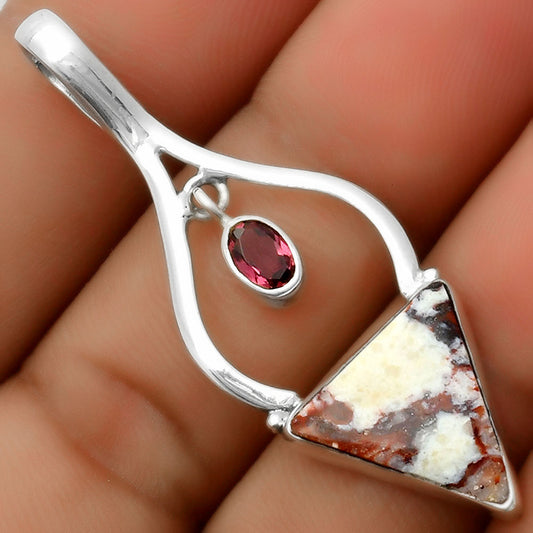 Natural Indian Blanket Jasper & Garnet Pendant P-1648 SDP113700