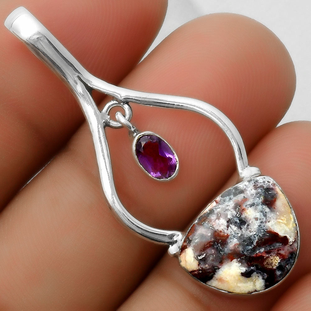 Indian Blanket Jasper & Amethyst Pendant P-1648 SDP113706