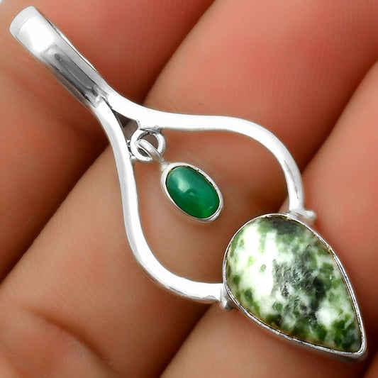 Natural Dioptase & Green Onyx Pendant P-1648 SDP113707