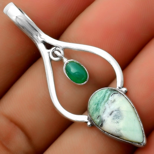 Dendritic Chrysoprase - Africa & Green Onyx Pendant P-1648 SDP113711