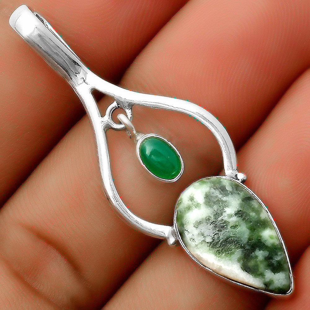 Natural Dioptase & Green Onyx Pendant P-1648 SDP113712