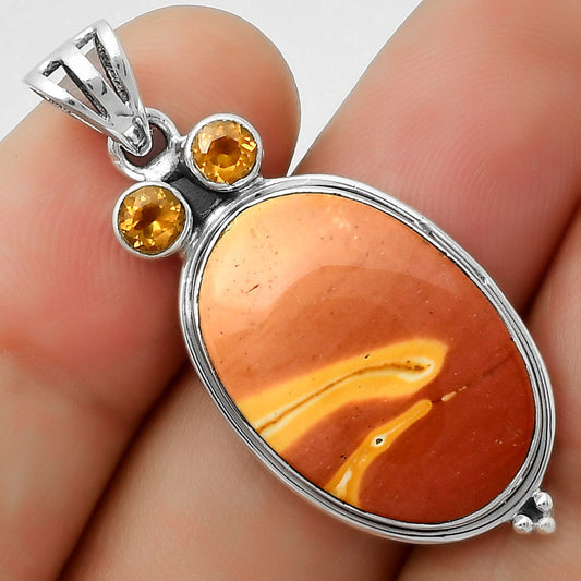 Owl - Natural Red Mookaite & Citrine Pendant P-1083 SDP114387