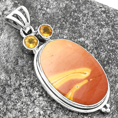 Owl - Natural Red Mookaite & Citrine Pendant P-1083 SDP114387