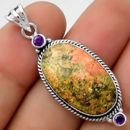 Natural Unakite & Amethyst Pendant P-1023 SDP114390