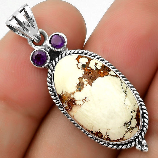 Owl - Wild Horse Jasper & Amethyst Pendant P-1083 SDP114392