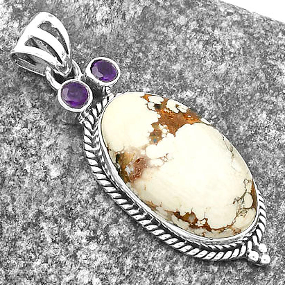 Owl - Wild Horse Jasper & Amethyst Pendant P-1083 SDP114392