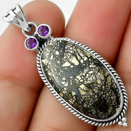 Owl Nipomo Marcasite Agate & Amethyst Pendant P-1083 SDP114394