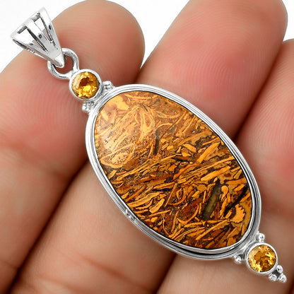 Coquina Fossil Jasper India & Citrine Pendant P-1023 SDP114397