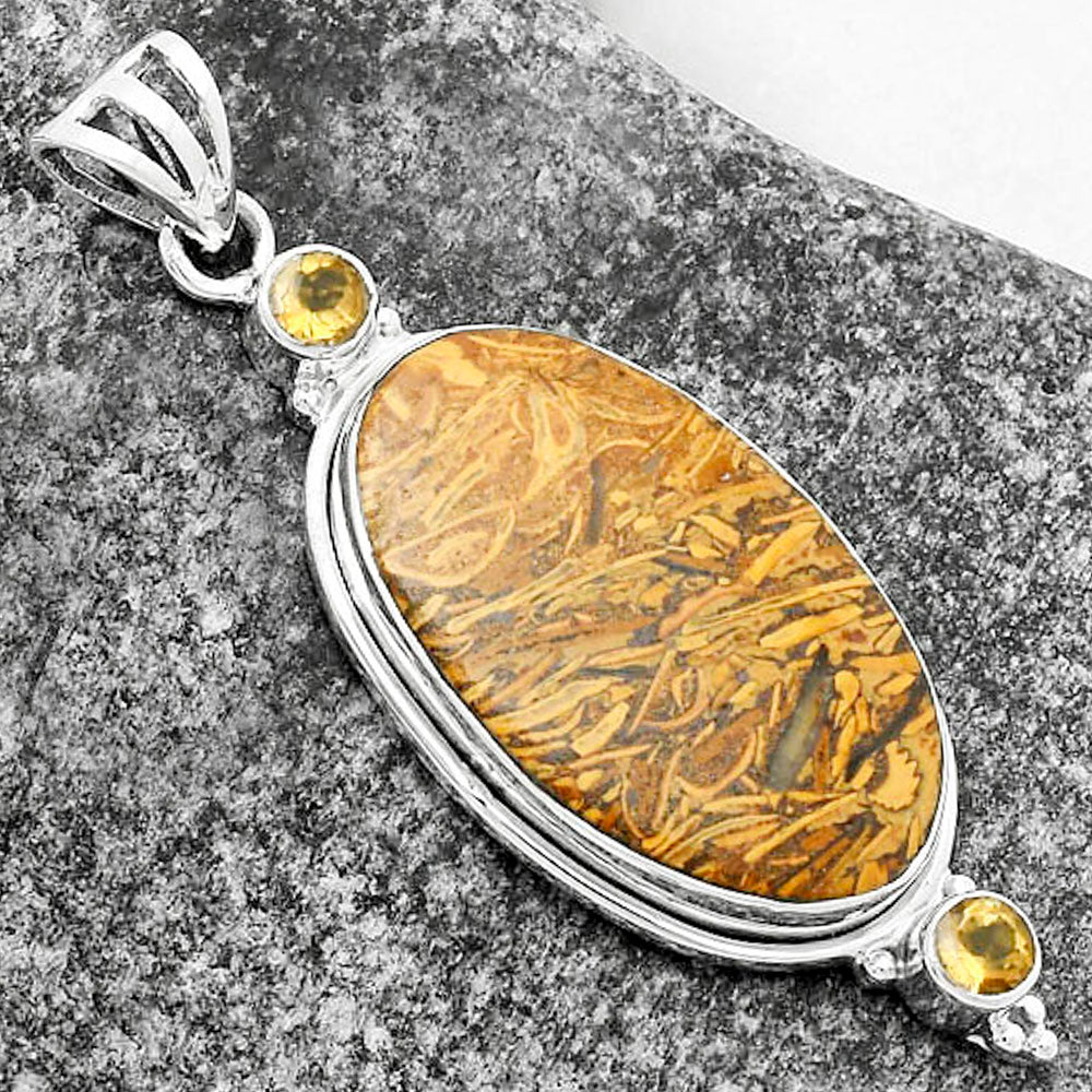 Coquina Fossil Jasper India & Citrine Pendant P-1023 SDP114397