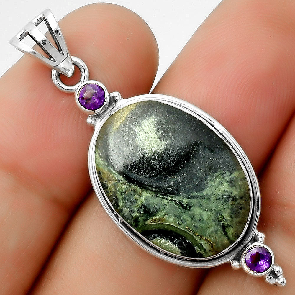 Natural Star Galaxy Jasper & Amethyst Pendant P-1023 SDP114420