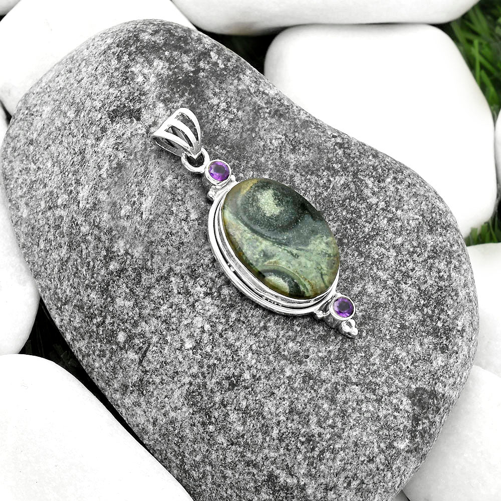 Natural Star Galaxy Jasper & Amethyst Pendant P-1023 SDP114420