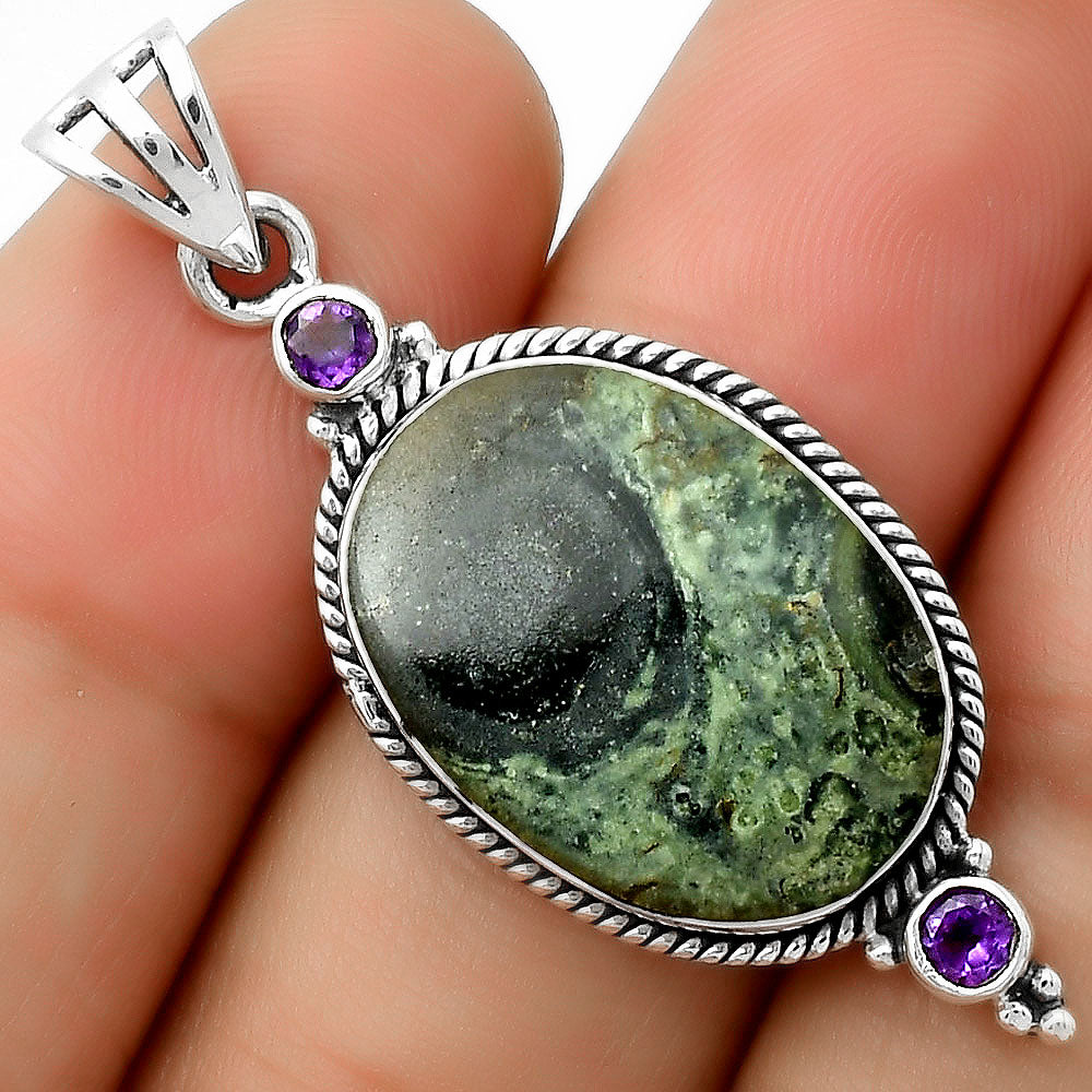 Natural Star Galaxy Jasper & Amethyst Pendant P-1023 SDP114422