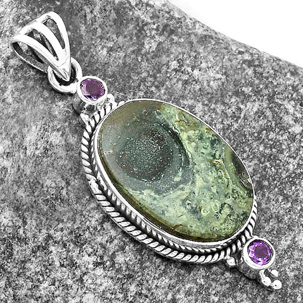 Natural Star Galaxy Jasper & Amethyst Pendant P-1023 SDP114422