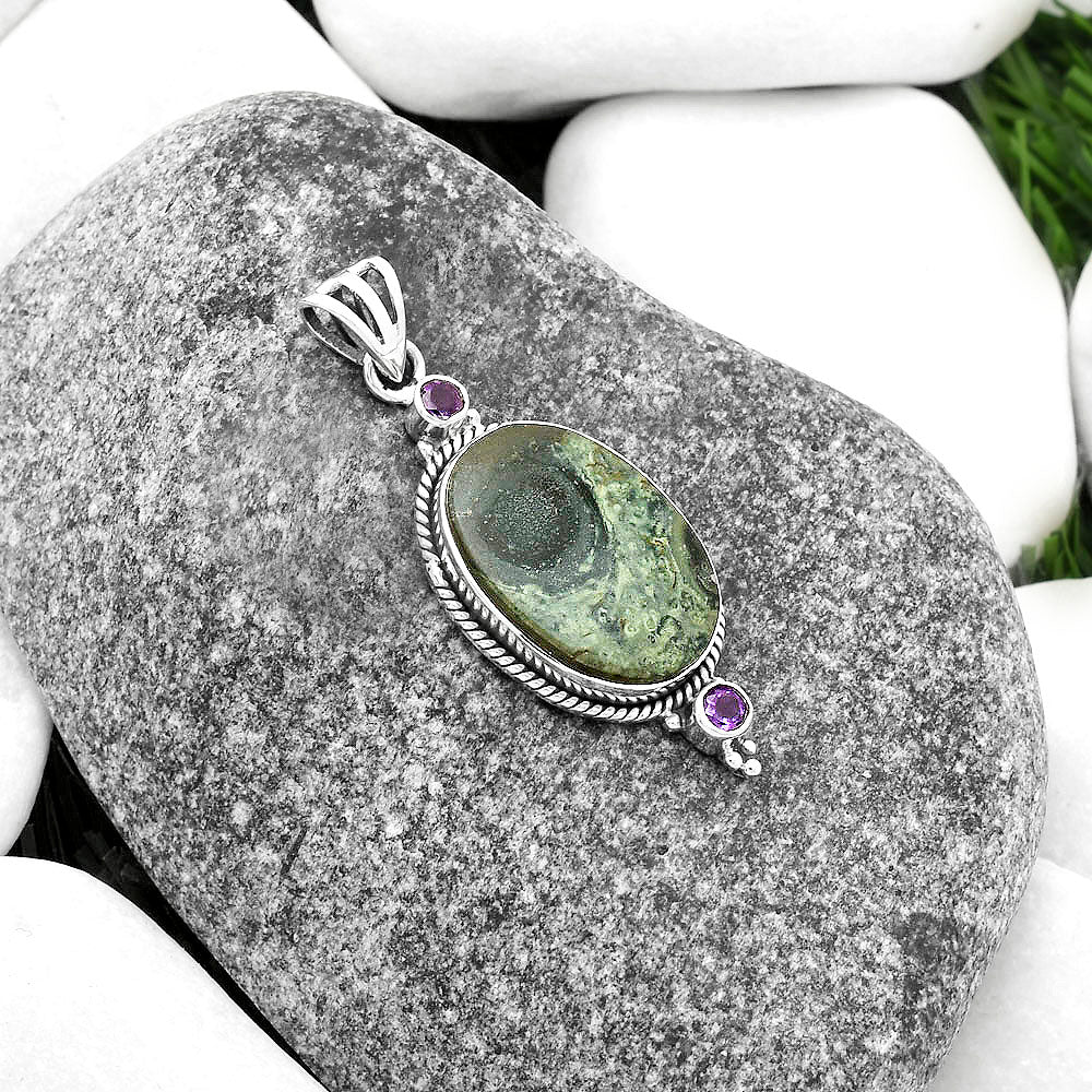Natural Star Galaxy Jasper & Amethyst Pendant P-1023 SDP114422