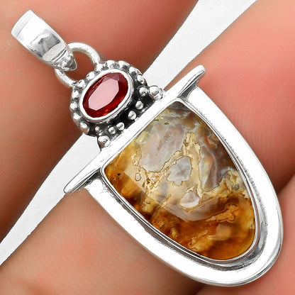 Natural Tube Agate - Turkish & Garnet Pendant P-1289 SDP114477