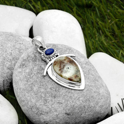 Natural Astrophyllite Russia & Lapis Pendant P-1289 SDP114479