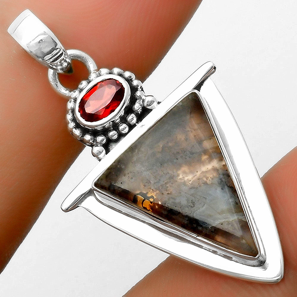 Natural Tube Agate - Turkish & Garnet Pendant P-1289 SDP114484