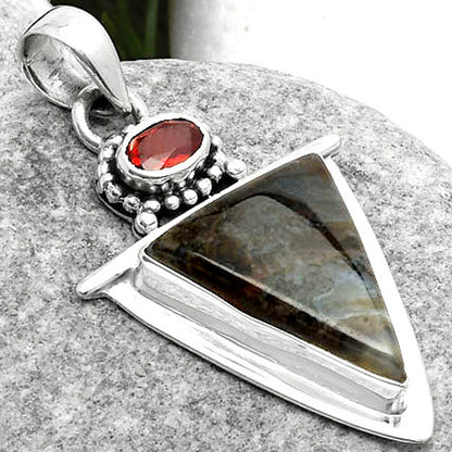 Natural Tube Agate - Turkish & Garnet Pendant P-1289 SDP114484