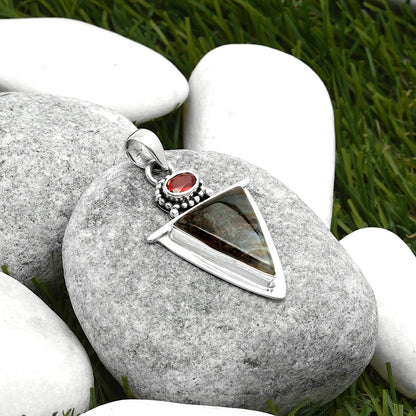Natural Tube Agate - Turkish & Garnet Pendant P-1289 SDP114484