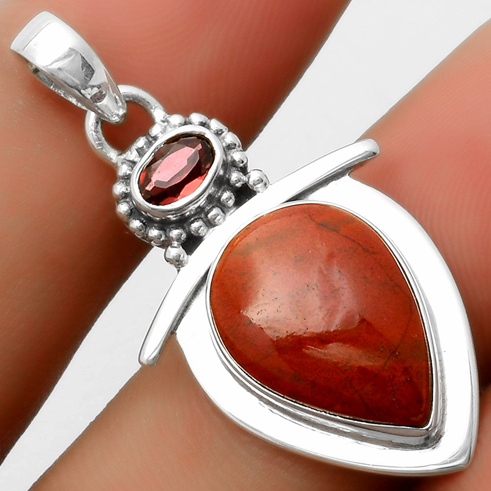 Natural Red Moss Agate & Garnet Pendant P-1289 SDP114488
