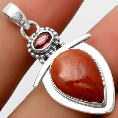 Natural Red Moss Agate & Garnet Pendant P-1289 SDP114488