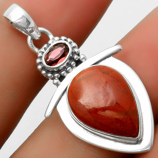 Natural Red Moss Agate & Garnet Pendant P-1289 SDP114488