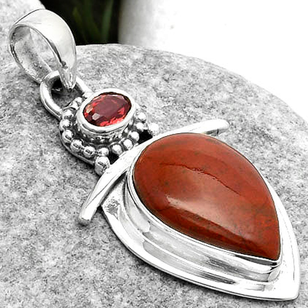 Natural Red Moss Agate & Garnet Pendant P-1289 SDP114488