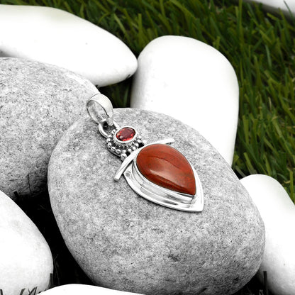 Natural Red Moss Agate & Garnet Pendant P-1289 SDP114488