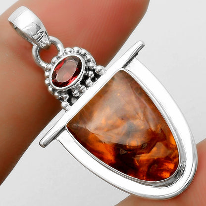 Natural Tube Agate - Turkish & Garnet Pendant P-1289 SDP114496