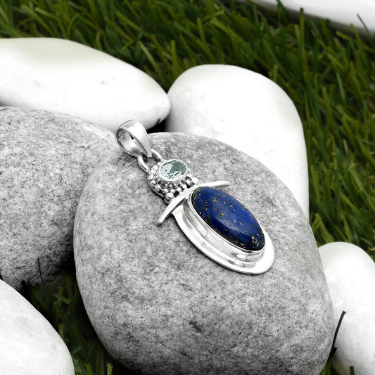 Lapis - Afghanistan & Sky Blue Topaz Pendant P-1289 SDP114497