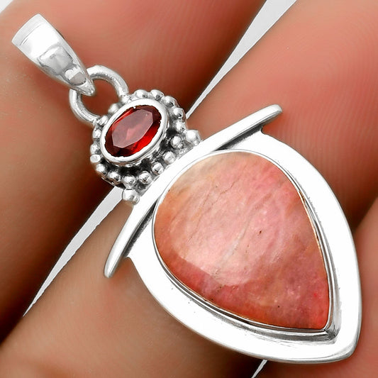 Natural Pink Tulip Quartz & Garnet Pendant P-1289 SDP114504