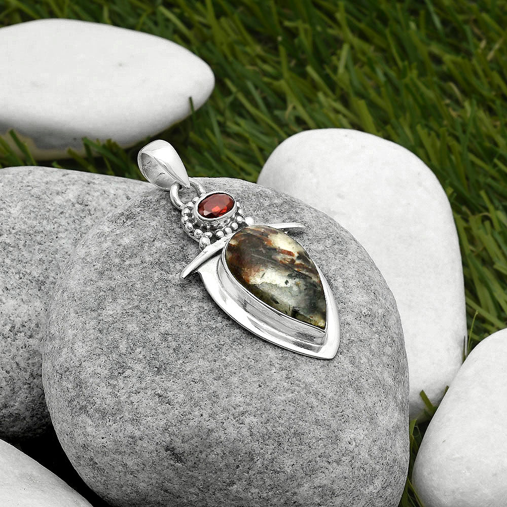 Natural Astrophyllite Russia & Garnet Pendant P-1289 SDP114510