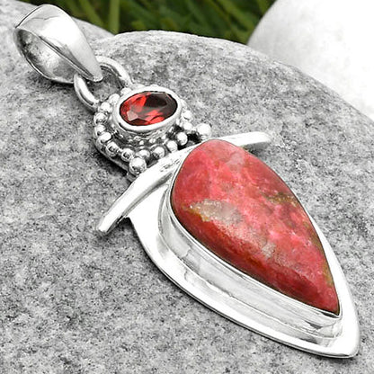 Natural Pink Thulite Norway & Garnet Pendant P-1289 SDP114512
