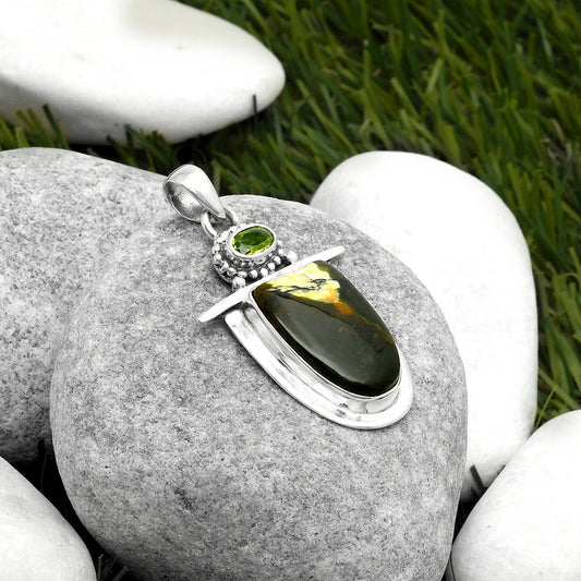 Natural Chrome Chalcedony & Peridot Pendant P-1289 SDP114514