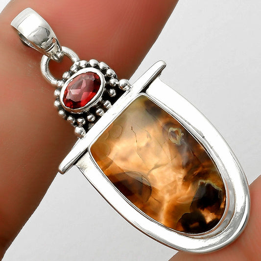 Natural Tube Agate - Turkish & Garnet Pendant P-1289 SDP114520