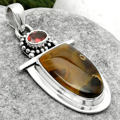 Natural Tube Agate - Turkish & Garnet Pendant P-1289 SDP114520