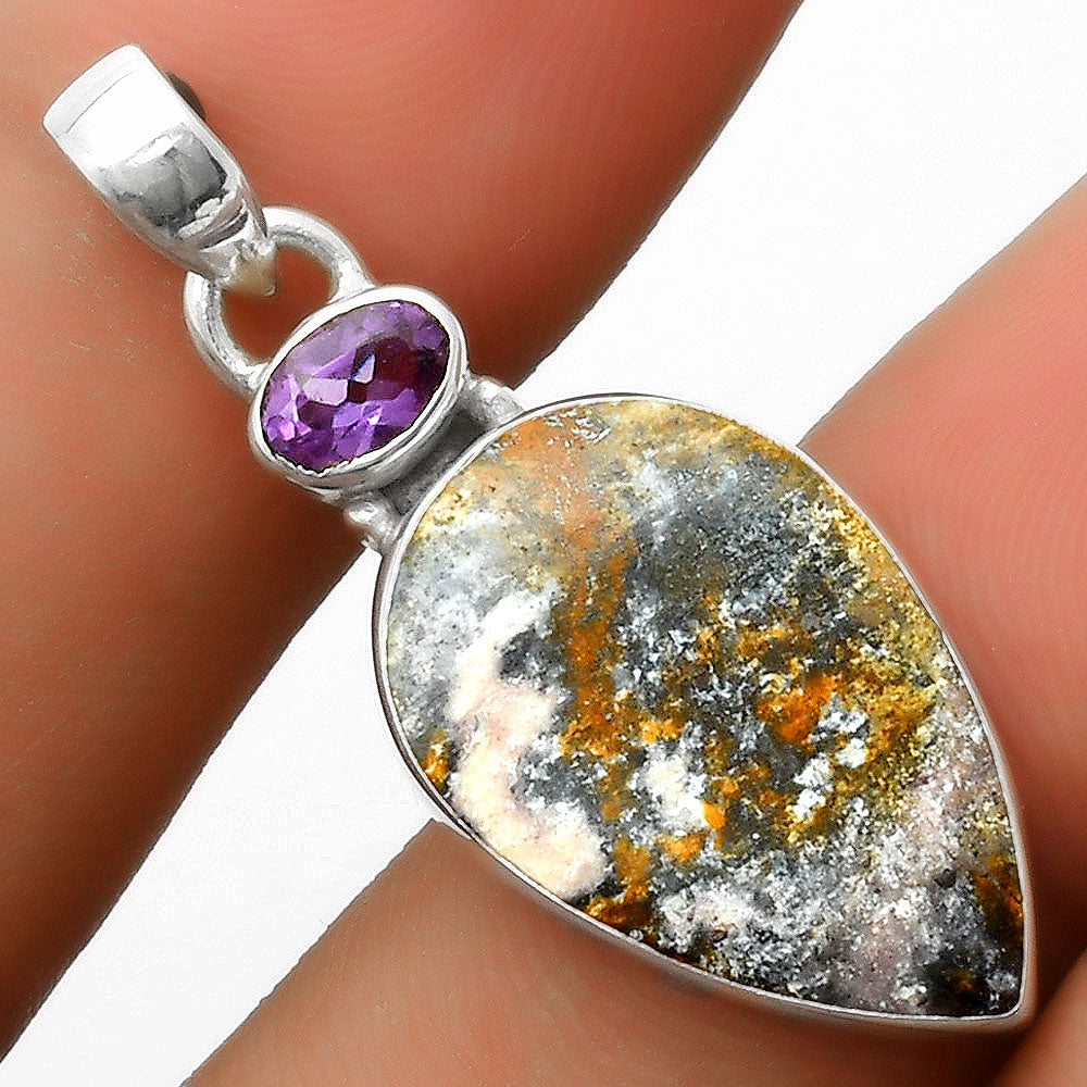 Indian Blanket Jasper & Amethyst Pendant P-1077 SDP114522