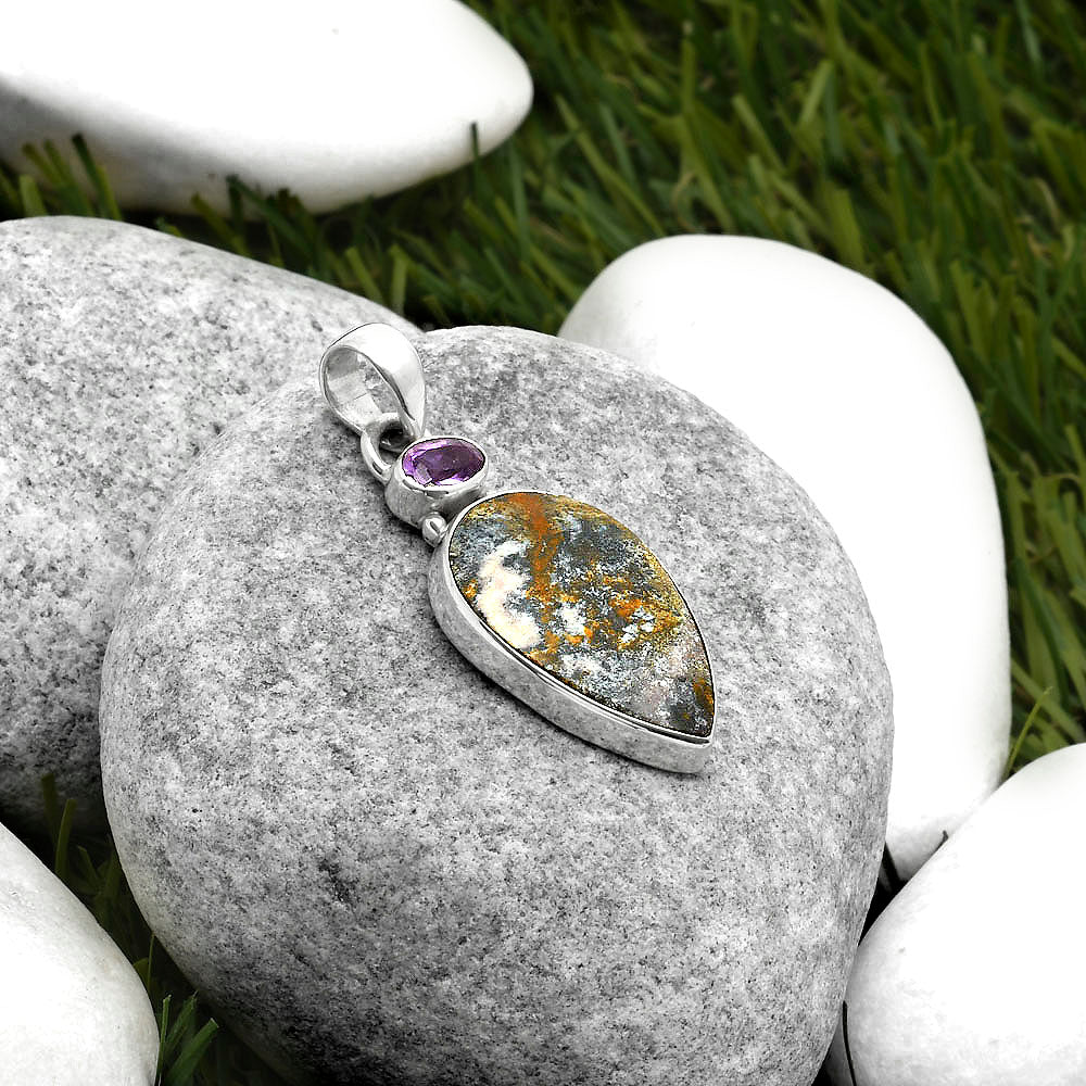 Indian Blanket Jasper & Amethyst Pendant P-1077 SDP114522