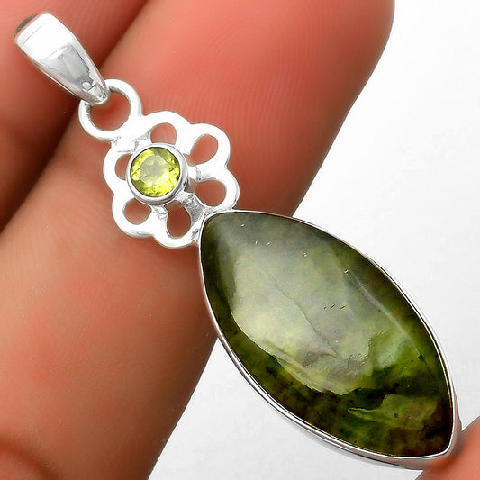 Natural Chrome Chalcedony & Peridot Pendant P-1634 SDP114525